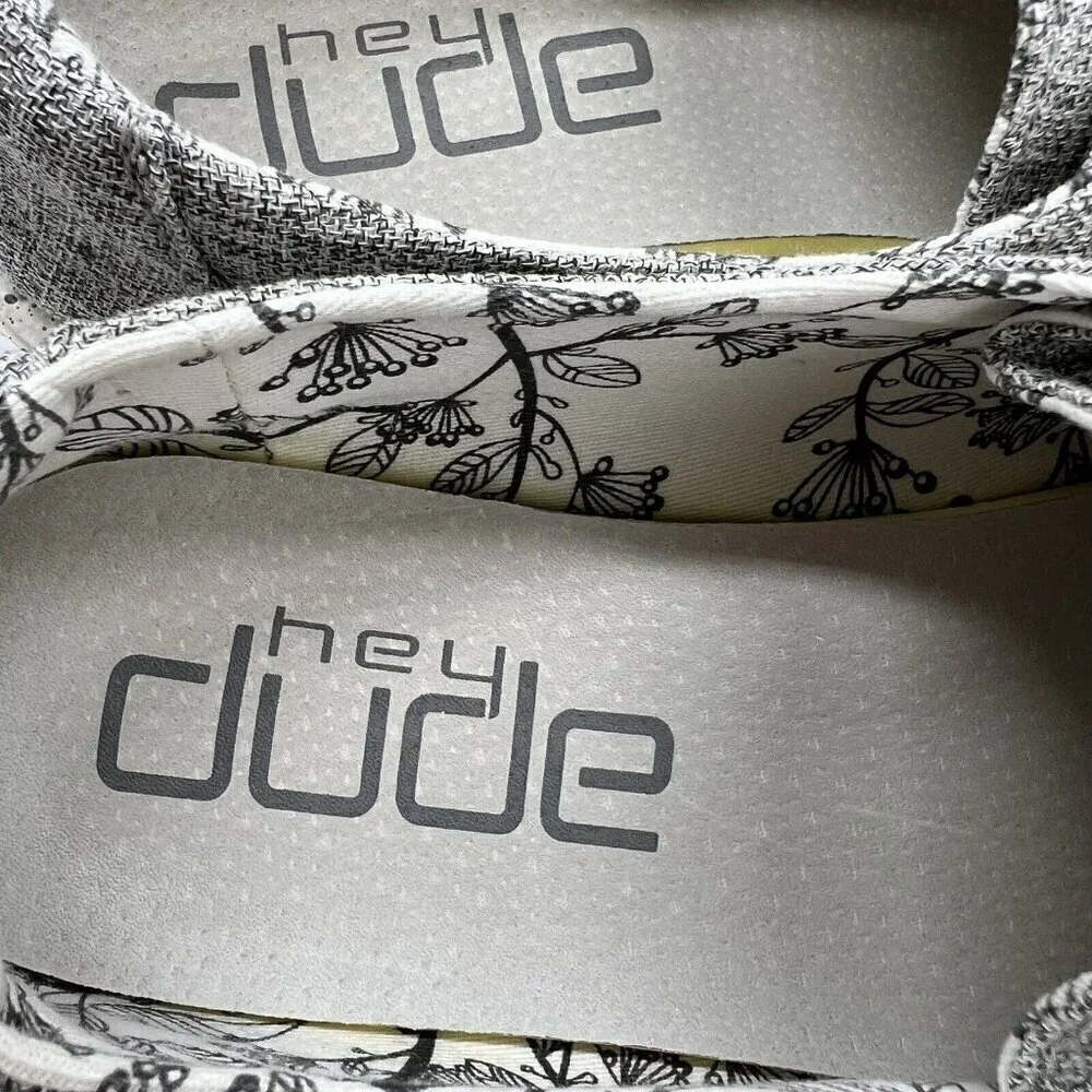 HEYDUDE Wendy Women's Linen Lace Up Loafer Shoes Size 10 Iron Gray